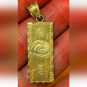 10k 100 bill pendant 1.5 inches long